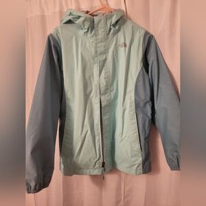 Teal north face rain jacket